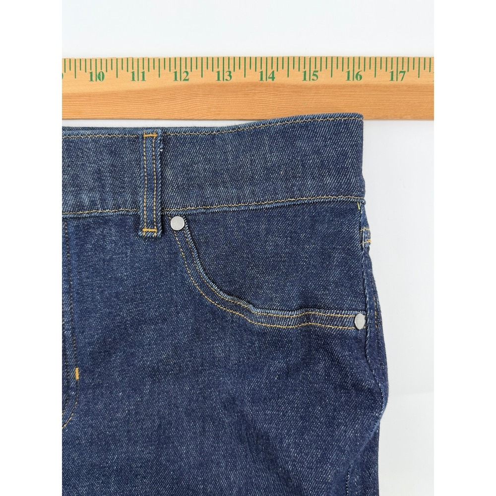 Spanx Womens Large Flare Jeans Raw Indigo Wash Stretch Denim L NEW - Picture 8 of 10